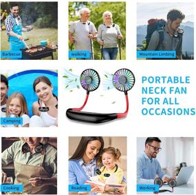 img 3 attached to 🌬️ Portable Personal Neck Fan - USB Rechargeable (3 Speeds) Wearable Cooling Head Fan with 360 Degree Rotation - Ideal for Walking, Sports, Office, and Reading