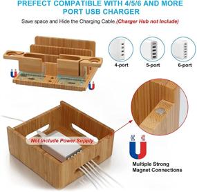 img 1 attached to 📱 Bamboo Multi-Device Charging Station Organizer with Docking Station for Phone, Tablet, Earbuds, and Smartwatch - Includes 2 Watch &amp; Earbuds Stand, 5 Cables, NO Charger HUB