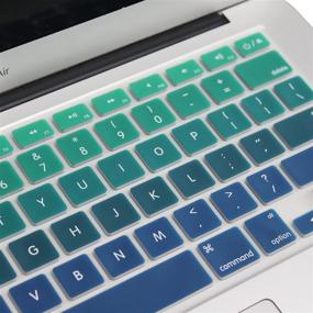 img 2 attached to 🔋 Gradient Green Ombre Keyboard Cover Protector for MacBook Air/Pro 13''/15''/17'' - Batianda Silicone Skin