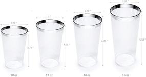 img 1 attached to OCCASIONS 100-Piece Disposable Plastic Tumblers Cups for Wedding Parties (16 Oz, Clear with Silver Rimmed Tumbler)