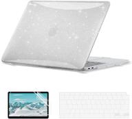 hard shell case compatible for 2021 2020 2019 2018 macbook air 13 inch m1 a2337 a2179 a1932 with retina display touch id，case + tpu keyboard skin cover + screen protector - sparkly clear logo