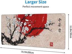 img 2 attached to Vintage Japanese Sumie Painting Red Sun Sakura Cherry Blossom Gaming Mouse Pad