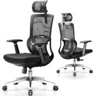 🪑 ergonomic mesh office chair with 3d armrest/lumbar support/adjustable headrest by mfavour - ideal home study, work, and gaming chair with thick seat cushion seat логотип