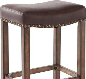 img 1 attached to 🪑 Classy and Comfortable: Armen Living Tudor 26" Counter Height Barstool in Kahlua Faux Leather and Chestnut Wood Finish