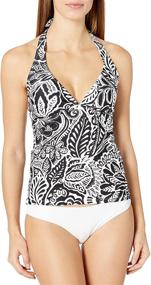 img 2 attached to Chaps Womens Halterkini Tankini Swimsuit