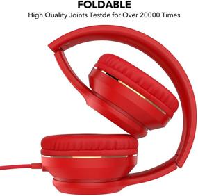 img 2 attached to RORSOU R8 On-Ear Headphones: Lightweight Foldable Stereo Bass Headphones with Mic - Red