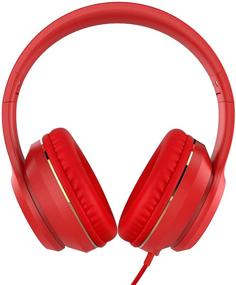 img 3 attached to RORSOU R8 On-Ear Headphones: Lightweight Foldable Stereo Bass Headphones with Mic - Red