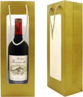 🍷 wine bags gift bags kraft bags with rope handles | pack of 20 reusable single-bottle bags for party, christmas, shopping, wedding | gold wine bags logo