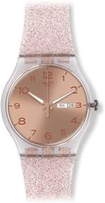 img 4 attached to 💖 Искрящийся стиль: Наручные часы Swatch Unisex Pink Glistar с ослепительным ремешком SUOK703