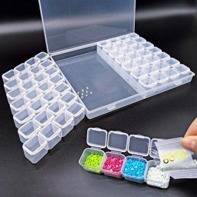 img 1 attached to 🎨 56 Grid Diamond Painting Container Box with 4pcs Label Stickers - Sewing, Nail Art, Bead, DIY Craft Organizer