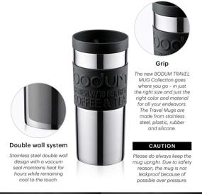 img 3 attached to ☕ BODUM 11093-294 Travel Mug: Vacuum Insulated Stainless Steel, 0.35 L, Red - Perfect for On-the-Go sips!