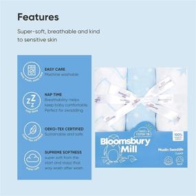 img 1 attached to 🌟 Bloomsbury Mill - Set of 3 Oversized Muslin Swaddle Blankets with Stroller & Nursing Cover Function - Premium Organic Cotton Muslin in Gift Packaging – 47” x 47” - Blue & White Stars, Chevrons & Polka Dots