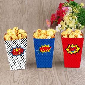 img 1 attached to 🎉 Superhero Party Supplies: 24 Pcs Popcorn Boxes Cardboard Candy Containers for Birthday, Theater Themed Parties, Movie Nights, Carnivals - Favors for Superhero Theme