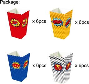 img 2 attached to 🎉 Superhero Party Supplies: 24 Pcs Popcorn Boxes Cardboard Candy Containers for Birthday, Theater Themed Parties, Movie Nights, Carnivals - Favors for Superhero Theme