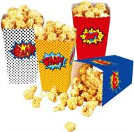 🎉 superhero party supplies: 24 pcs popcorn boxes cardboard candy containers for birthday, theater themed parties, movie nights, carnivals - favors for superhero theme логотип