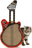 funtay guitar-shaped cat scratcher: cardboard toy with bell ball, dual-sided usage, cool rock style design logo