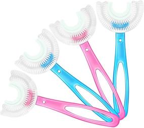 img 4 attached to 4-Pack Children's U-Shaped Toothbrushes with Silicone Whitening Massage Brush Head - U-Type Whole Mouth Toothbrush with Handle for Kids (Fresh Colors, Simple Style)