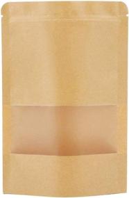 img 4 attached to 👜 50 Packs Resealable Kraft Stand Up Pouches with Window - Zip Lock Coffee Bags for Packaging Products