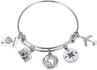 stainless steel travel bangle passport bracelet - expandable wire charm diy jewelry for travelers logo