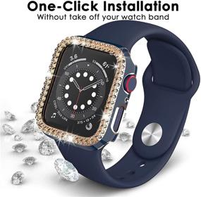 img 3 attached to Чехол Bling для Apple Watch 40 мм SE Series 6/5/4, 2 шт. - Fvlerz кристаллический алмазный покрытый чехол с ударопрочным бампером - всеобъемлющие защитные аксессуары для iWatch