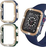 чехол bling для apple watch 40 мм se series 6/5/4, 2 шт. - fvlerz кристаллический алмазный покрытый чехол с ударопрочным бампером - всеобъемлющие защитные аксессуары для iwatch логотип