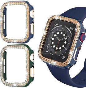 img 4 attached to Чехол Bling для Apple Watch 40 мм SE Series 6/5/4, 2 шт. - Fvlerz кристаллический алмазный покрытый чехол с ударопрочным бампером - всеобъемлющие защитные аксессуары для iWatch