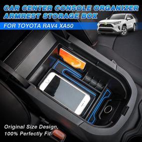 img 3 attached to Органайзер для центральной консоли Toyota RAV4 2019-2022 - ящик для хранения с подлокотником, отделением для карт, местом для телефона, увеличенным размером.