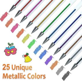 img 2 attached to 🖌️ Shuttle Art 50 Pack Metallic Gel Pens: 25 Metallic Pens with 25 Refills for Adult Coloring Books, Doodling, and Art Markers