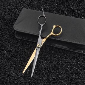 img 2 attached to 🖤 Hair Cutting Scissors Set - Professional Barber Salon Hairdressing Thinning Texturizing Razor Edge Shears 6” - Japanese Stainless Steel Haircut Kit for Men Women Kids Pet - Black Gold