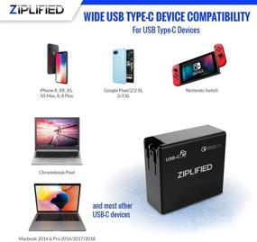 img 3 attached to 💡 Ziplified USB C Charger: 60W Power Delivery 3.0 & QC 3.0 Dual Port Wall Adapter for MacBook Pro, iPhone, Samsung Galaxy, Pixel and More