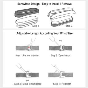 img 3 attached to 🔒 Премиум набор из серебряных металлических браслетов и защитных пленок для экрана для Xiaomi Mi Band 5 Глобальная версия: 1 металлический браслет Mi Band 5 + 2 защитные пленки для экрана Mi Band 5, 16 мм заменяемый ремешок.