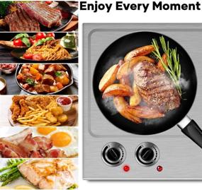 img 3 attached to 1800W Double Burner Portable Cooktop Hot Plate for Cooking - CUSIMAX Electric Countertop Burner with Dual Infrared Cooktop, Silver Stainless Steel - Easy to Clean