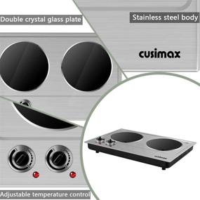 img 2 attached to 1800W Double Burner Portable Cooktop Hot Plate for Cooking - CUSIMAX Electric Countertop Burner with Dual Infrared Cooktop, Silver Stainless Steel - Easy to Clean