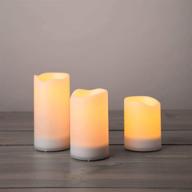 🕯️ waterproof outdoor solar powered candles - set of 3 led flameless candles with flickering warm white light and dusk to dawn timer логотип