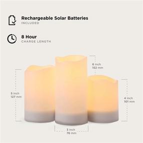 img 2 attached to 🕯️ Waterproof Outdoor Solar Powered Candles - Set of 3 LED Flameless Candles with Flickering Warm White Light and Dusk to Dawn Timer