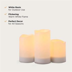 img 3 attached to 🕯️ Waterproof Outdoor Solar Powered Candles - Set of 3 LED Flameless Candles with Flickering Warm White Light and Dusk to Dawn Timer