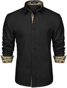 img 4 attached to 👔 HISDERN Contrast Classic Paisley Shirts: High-End Men's Clothing with a Regal Touch