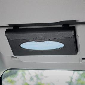 img 3 attached to Black Car Tissue Holder - Sun Visor Napkin Case for Vehicles with PU Leather Backseat