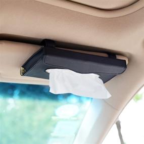 img 4 attached to Black Car Tissue Holder - Sun Visor Napkin Case for Vehicles with PU Leather Backseat