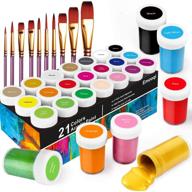 🎨 emooqi acrylic paint set - 31-piece set with 21 x 20 ml tubes + 10 brushes - ideal for canvas, wood, arts and crafts - perfect for kids, artists, and hobby painters logo