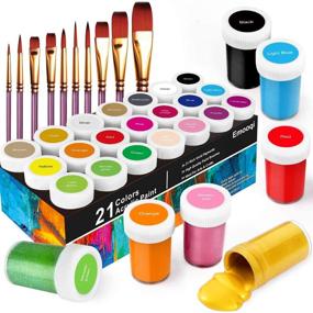 img 4 attached to 🎨 Emooqi Acrylic Paint Set - 31-Piece Set with 21 x 20 ml Tubes + 10 Brushes - Ideal for Canvas, Wood, Arts and Crafts - Perfect for Kids, Artists, and Hobby Painters