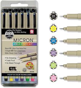 img 4 attached to 🖊 G.T. Luscombe Pigma Micron Bible Study Pen Kit - Fine & Medium Point, No Smearing or Fading, Bible Safe, Set of 6 Artist Pens - New Packaging