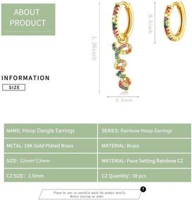 img 2 attached to 💎 Stunning FINEFEY Rainbow CZ Huggie Earrings: 18K & White Gold Plated Hoops for Women & Girls