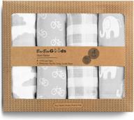 👶 soft cotton muslin swaddle blankets - 4 pack of breathable swaddle blankets - unisex baby swaddle blankets in grey and white designs - multi-use muslin blankets - 47 x 47 inches logo