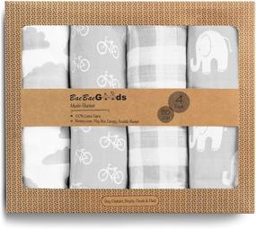 img 4 attached to 👶 Soft Cotton Muslin Swaddle Blankets - 4 Pack of Breathable Swaddle Blankets - Unisex Baby Swaddle Blankets in Grey and White Designs - Multi-Use Muslin Blankets - 47 x 47 inches