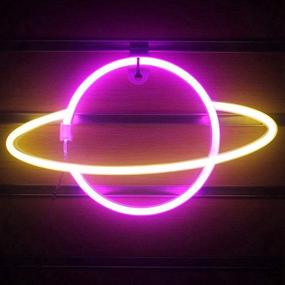 img 3 attached to 🌍 Fancii Planet Neon Sign LED Light - Battery & USB Operated, Neon Wall Lights for Bedroom, Kids Room Decor, Party, Christmas, and Birthday Decoration (Warm White-Pink), P000