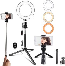 img 4 attached to 📸 Travor 6-inch Dimmable LED Selfie Ring Light: Remote Control, 3 Modes, 11-Level Brightness - Ideal for YouTube, Makeup and Photography Shooting