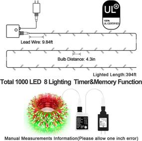 img 1 attached to 🎄 Long Outdoor Christmas Lights – 1000 LED, 394ft, 8 Modes & Timer, Waterproof Fairy Light String for Xmas Tree, Wedding, Holiday Party, Thanksgiving Decoration