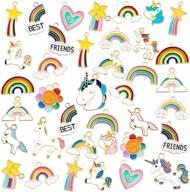 🦄 50-piece enamel unicorn charms: rainbow cloud, star, sunflower & heart pendants - diy jewelry making necklace and bracelet craft accessories logo