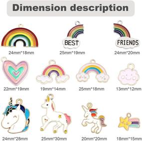 img 3 attached to 🦄 50-Piece Enamel Unicorn Charms: Rainbow Cloud, Star, Sunflower & Heart Pendants - DIY Jewelry Making Necklace and Bracelet Craft Accessories